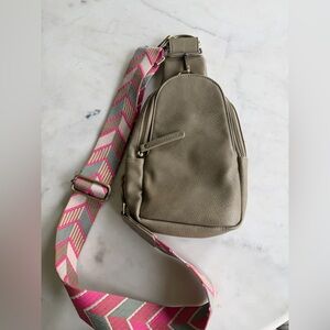 Anthropologie Urban Originals Olive Vegan Leather Sling Crossbody Bag